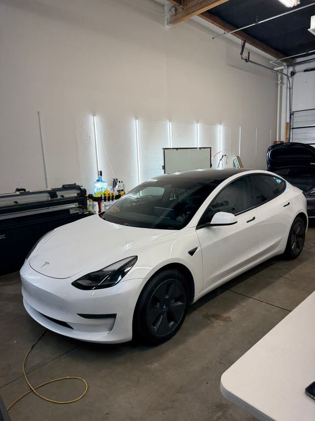 White Tesla Model 3 with Phantom Tint