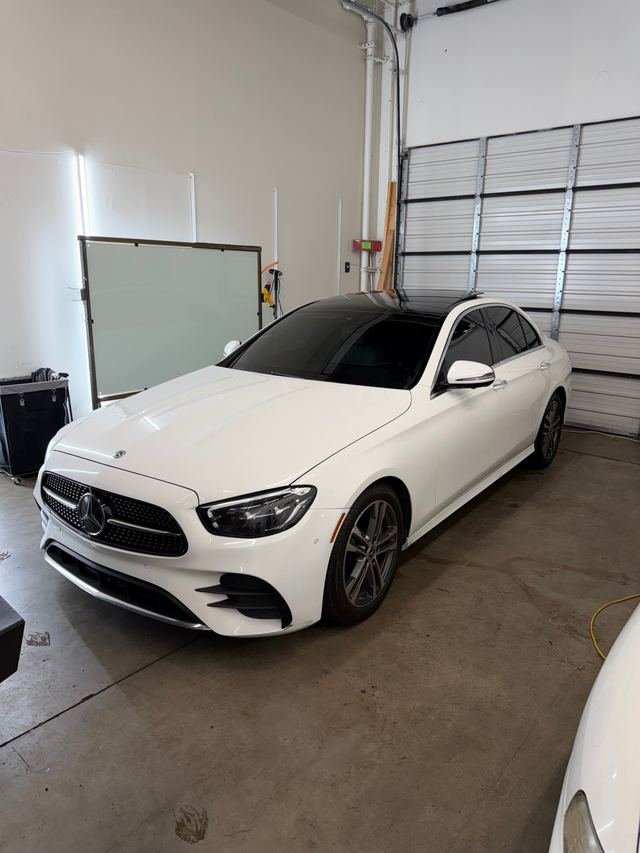 White Mercedes-Benz E-Class with Phantom Tint