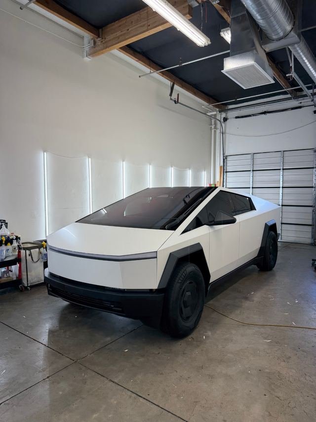 White Tesla Cybertruck with Phantom Tint